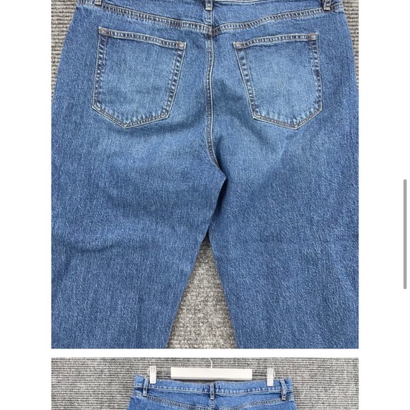 Loft Jeans Womens 14 Blue High Waist Straight Crop Raw Hem Stretch Medium Wash - Picture 6 of 12